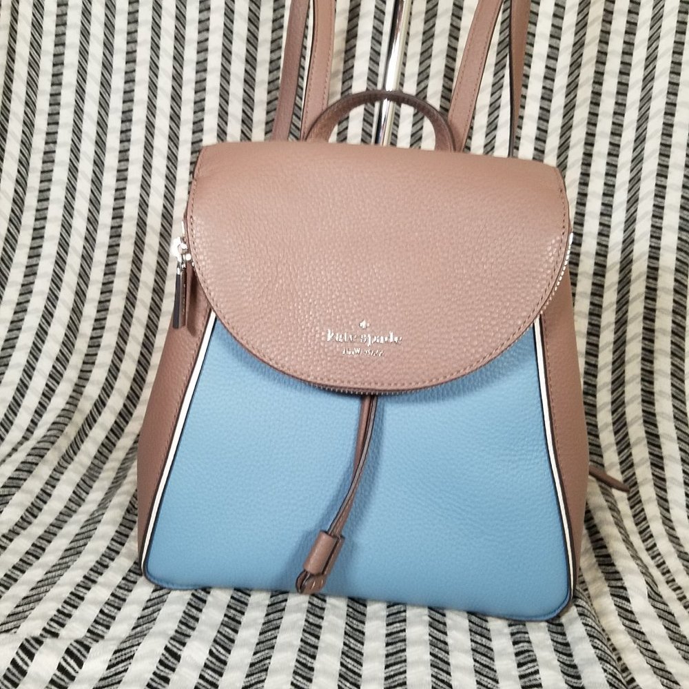 kate Spade Leila Medium Blue Backpack Colorblock - Picture 3 of 13